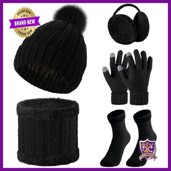 Winter Satin Lined Beanie Scarf Gloves Set Touchscreen Warm Accessories main image 6